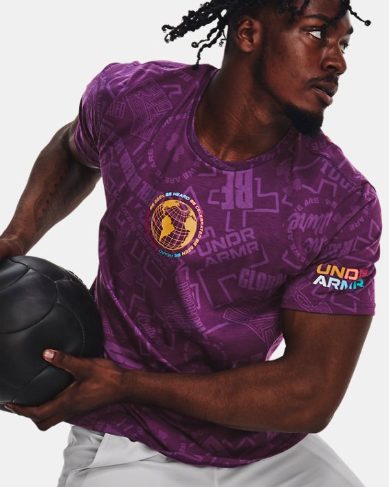 Men's UA Black History Month Liberation Short Sleeve, Purple, pdpMainDesktop image number 4